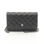 Pre-owned Leather shoulder-bags Chanel Vintage , Black , Dames