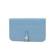 Pre-owned Leather wallets Hermès Vintage , Blue , Dames