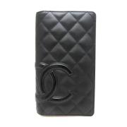 Pre-owned Leather wallets Chanel Vintage , Black , Dames