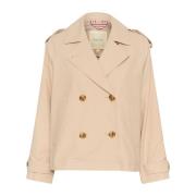 Klassieke Jas met Slimme Details Part Two , Beige , Dames