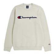 Beige Geborduurd Logo Crewneck Sweatshirt Champion , Beige , Heren