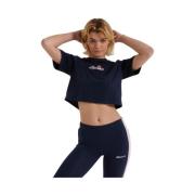 Navy Geel Crop Tee Shirt Ellesse , Black , Dames