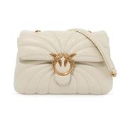 Klassieke Butterfly Gewatteerde Leren Tas Pinko , White , Dames