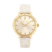 Wit Leren Kwarts Analoge Horloge Police , White , Dames