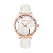 Wit Lederen Quartz Analoog Horloge Police , White , Dames