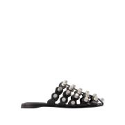 Zwarte leren instapper platte schoenen Alexander Wang , Black , Dames