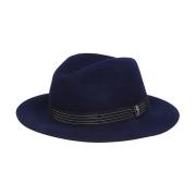 Blauwe wol/kasjmier hoed met gestreepte band Borsalino , Blue , Heren