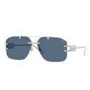 Zilveren Frame Blauwe Lens Zonnebril Versace , Gray , Dames