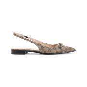 Platte Slingback Canvas Schoenen Gucci , Beige , Dames