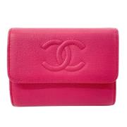 Pre-owned Leather wallets Chanel Vintage , Pink , Dames