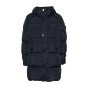 Blauwe donsgevulde capuchonjas Stone Island , Blue , Heren