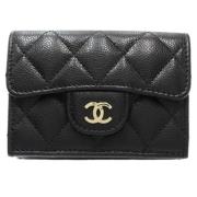 Pre-owned Leather wallets Chanel Vintage , Black , Dames