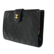 Pre-owned Leather wallets Chanel Vintage , Black , Dames