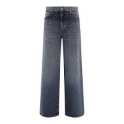 Kristalversierde Wide Leg Denim Jeans 7 For All Mankind , Blue , Dames