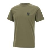 Militair Groene Katoenen T-shirt met Logopatch Belstaff , Green , Here...