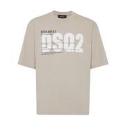 Casual T-shirt met stijl 800 Dsquared2 , Beige , Heren