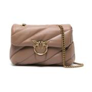 Schapenvacht Biscuit Tas met Goudkleurige Hardware Pinko , Beige , Dam...