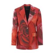 Garden Rose Print Twill Jas Roberto Cavalli , Red , Dames