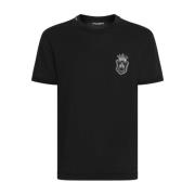 Geborduurd logo jersey T-shirt zwart Dolce & Gabbana , Black , Heren