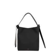 Zwarte leren hobo tas met magnetische sluiting Jil Sander , Black , Da...