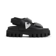 Zwarte Zilveren Rubberen Zool Sandaal Alexander McQueen , Black , Dame...