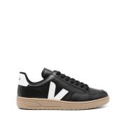 Zwarte Leren Sneakers met Logo Veja , Black , Heren