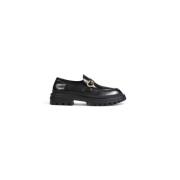 Zwarte Plain Moccasins met Rubberen Zool Love Moschino , Black , Dames