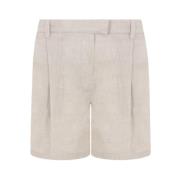 Beige Linnen Shorts met Elastische Taille Brunello Cucinelli , Beige ,...