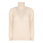 Beige Wol Kasjmier Trui Met Col Kangra , Beige , Dames