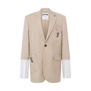 Beige Knoopjas met Zakken Moschino , Beige , Dames