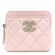 Pre-owned Leather wallets Chanel Vintage , Pink , Dames