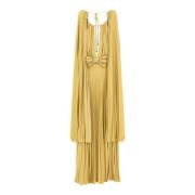 Rode loper viscose blend lange jurk Elisabetta Franchi , Yellow , Dame...