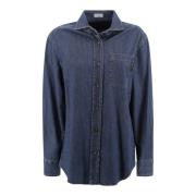 Denim Overhemden met Monili Kettingdetail Brunello Cucinelli , Blue , ...