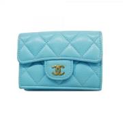 Pre-owned Leather wallets Chanel Vintage , Blue , Dames