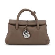 Bruine leren tas met klep Zanellato , Brown , Dames