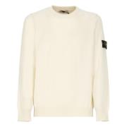 Ivoor Katoenen Trui met Logopatch Stone Island , Beige , Heren