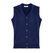 Blauw Wol Kasjmier Blend Vest Kangra , Blue , Heren