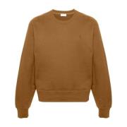 Bruine Logo Geborduurde Katoenen Sweatshirt Saint Laurent , Brown , He...