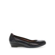 Zwarte Leren Ballerina Schoenen Gabor , Black , Dames