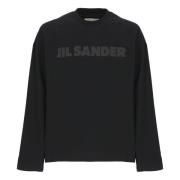 Zwart Katoenen Crew Neck T-shirt Jil Sander , Black , Heren