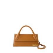 Bruin Leren Mini Handtas Klepsluiting Jacquemus , Brown , Dames