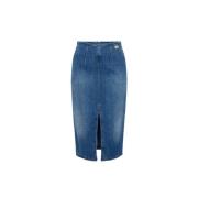 Denim kokerrok met split Elisabetta Franchi , Blue , Dames