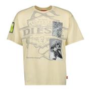 Biologisch Katoen Ronde Hals T-shirt Diesel , Beige , Heren