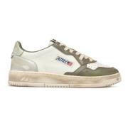 Vintage Zilver en Khaki Sneakers Autry , Green , Heren