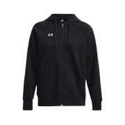 Zwarte Sweaters met Capuchon en Rits Under Armour , Black , Dames