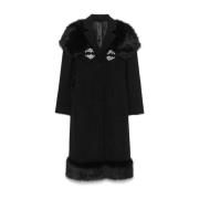 Faux Fur Gebeeldhouwde Jas met Bustle Simone Rocha , Black , Dames