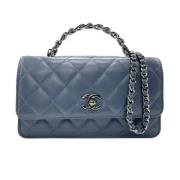 Pre-owned Leather wallets Chanel Vintage , Blue , Dames