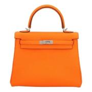 Pre-owned Leather handbags Hermès Vintage , Orange , Dames