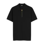 Zwarte Poloshirt Met Rits Korte Mouwen Versace , Black , Heren