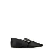 Zwarte Leren Ballerina's Schoenen Jil Sander , Black , Dames